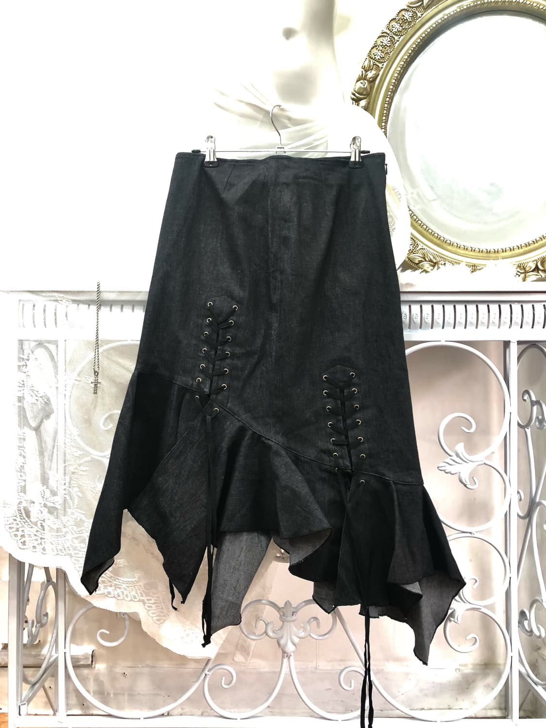 fairy corset detail denim long skirt 상품이미지1