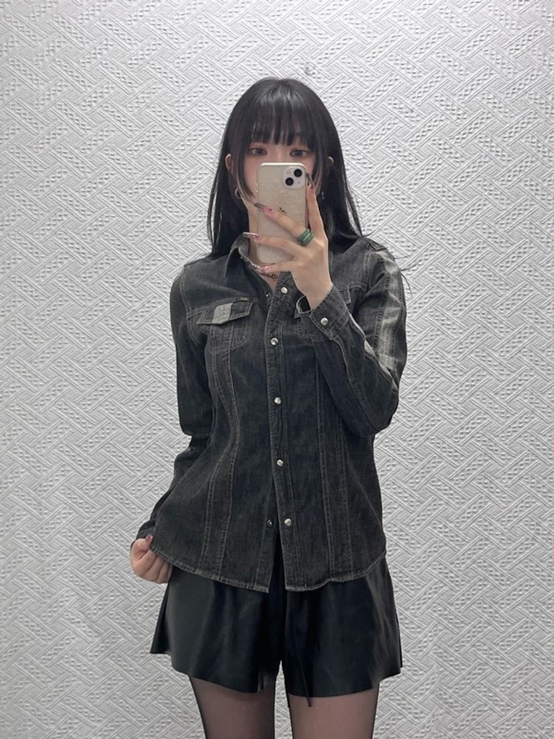 리 빈티지 에스닉 레트로 00s 흑청 워크 데님셔츠 95 C11992 상품이미지2