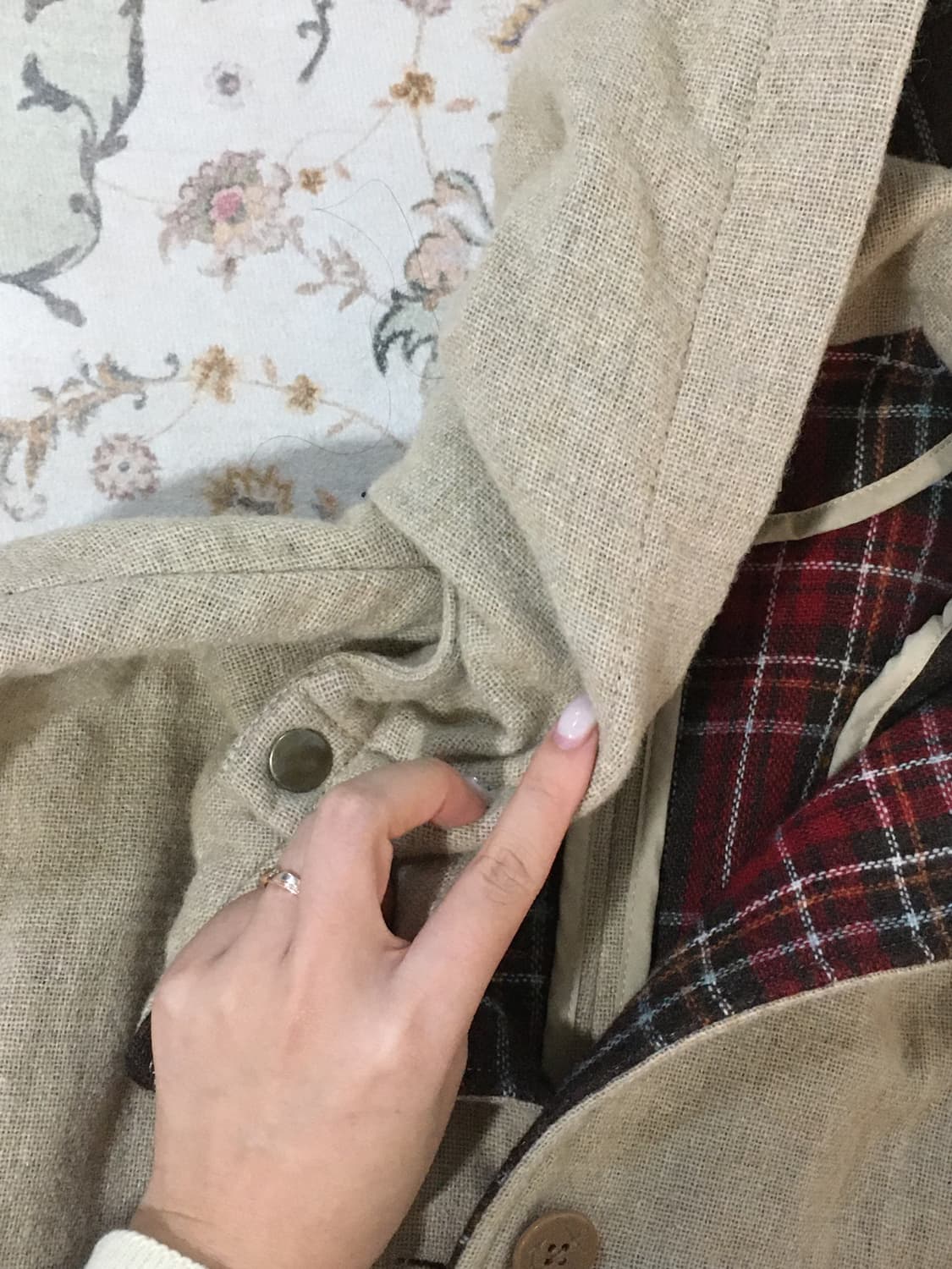 베이지 울 후드 코트 상품이미지5