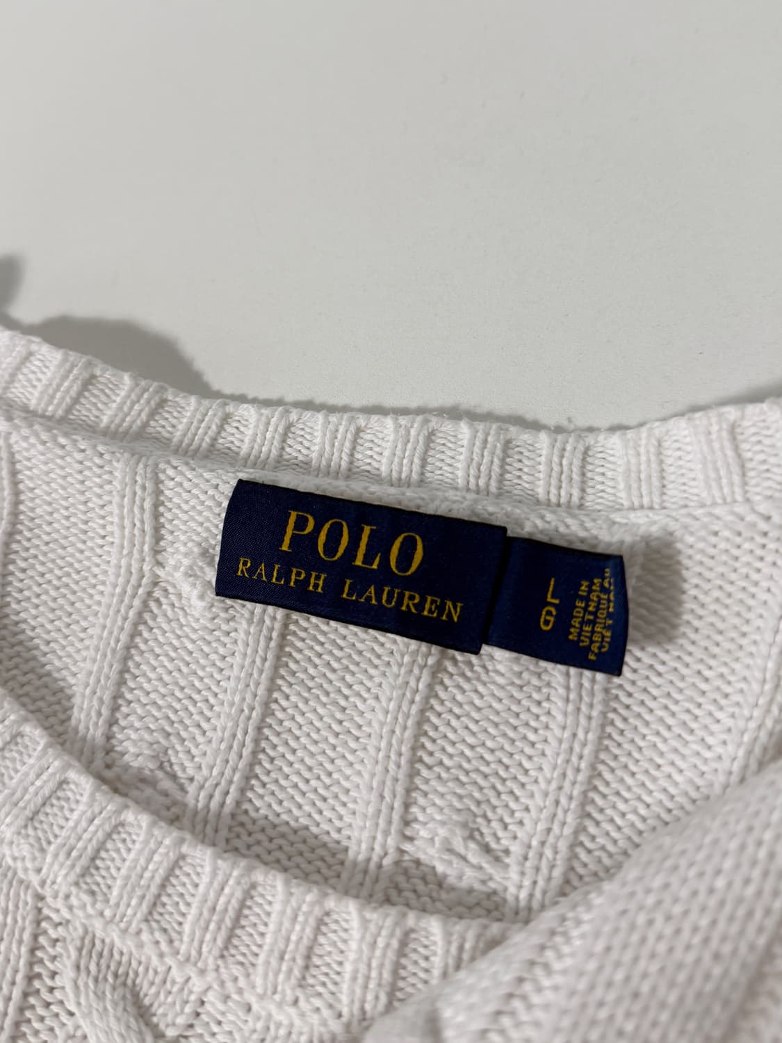 폴로 랄프로렌 신형 화이트 코튼 꽈배기 니트 상품이미지5