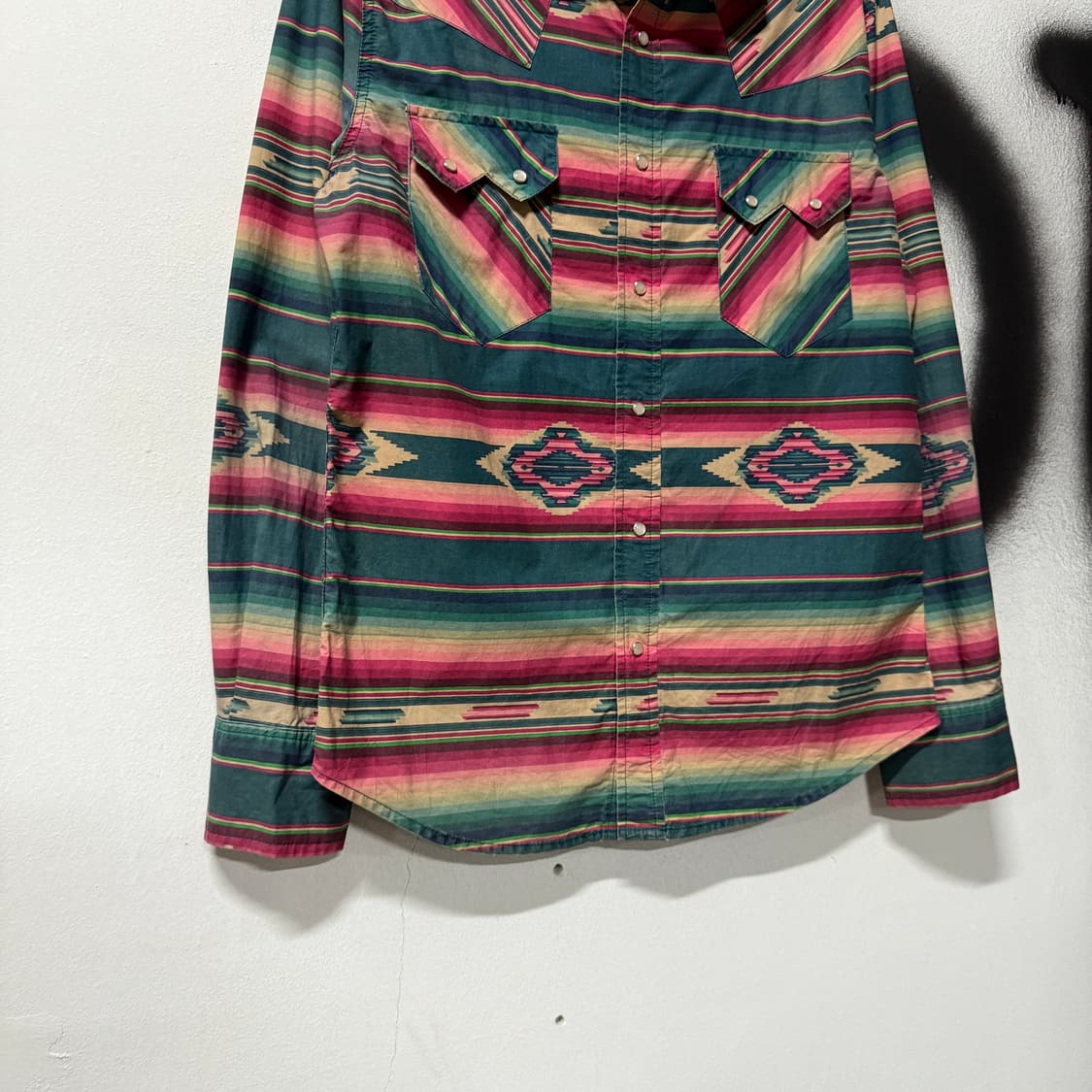 VTG 빈티지 멀티컬러 크로스 스트라이프 웨스턴 셔츠 상품이미지4