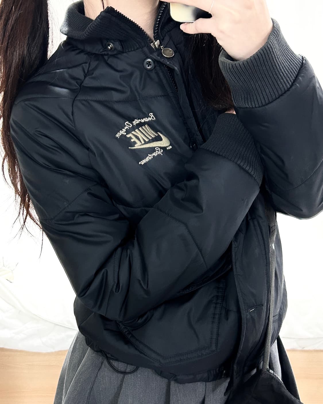 나이키 자수로고 블랙 누빔자켓 상품이미지3