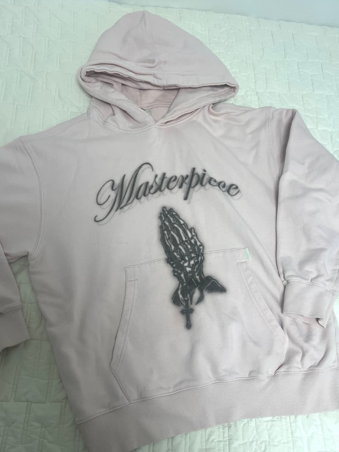 스컬프터 후드 praying hoodie pale pink M 상품이미지6