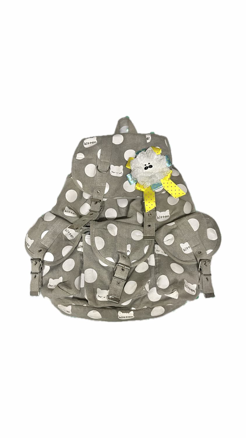 그레이 도트 고양이 빈티지 백팩 상품이미지2