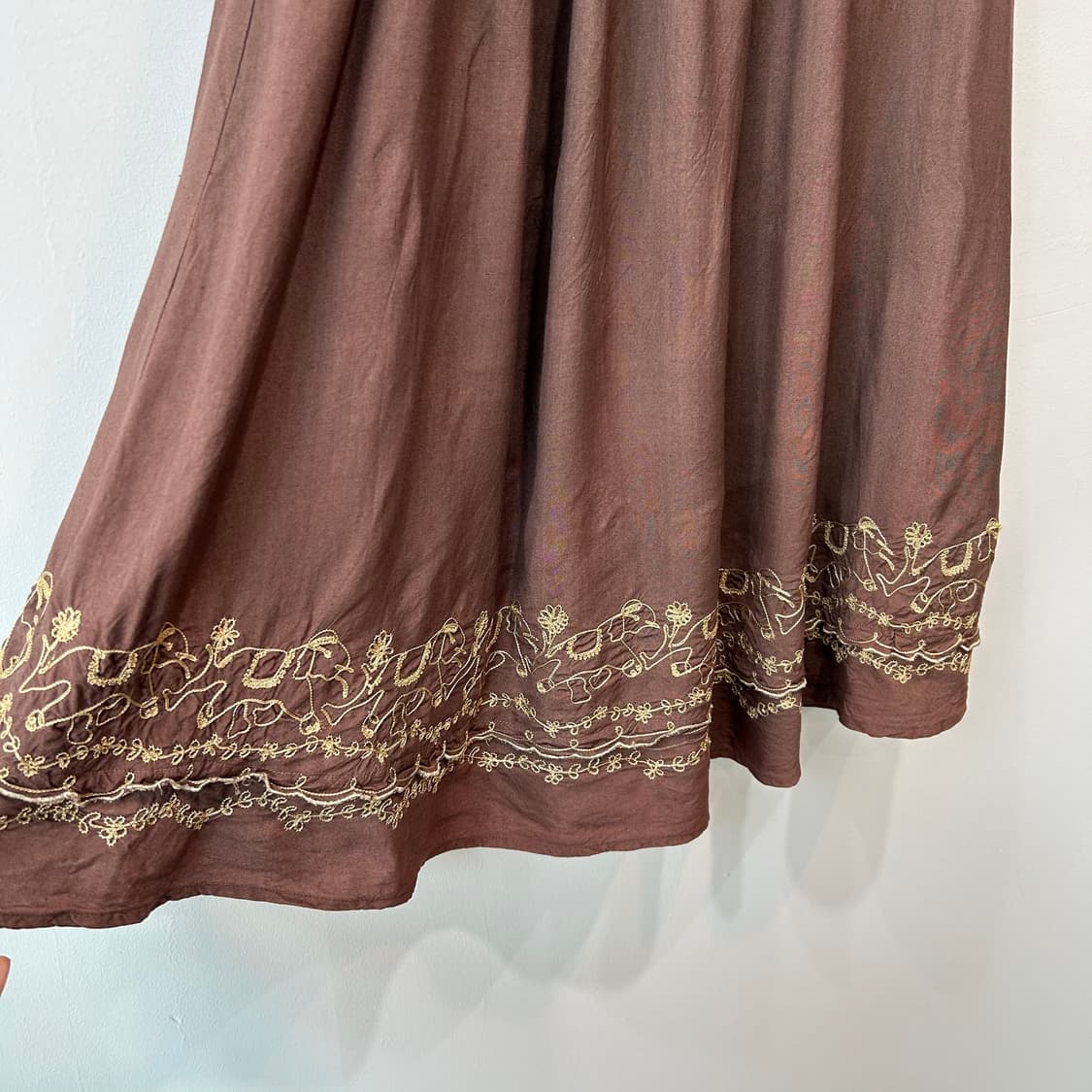 브라운 히피자수 롱 스커트 상품이미지6