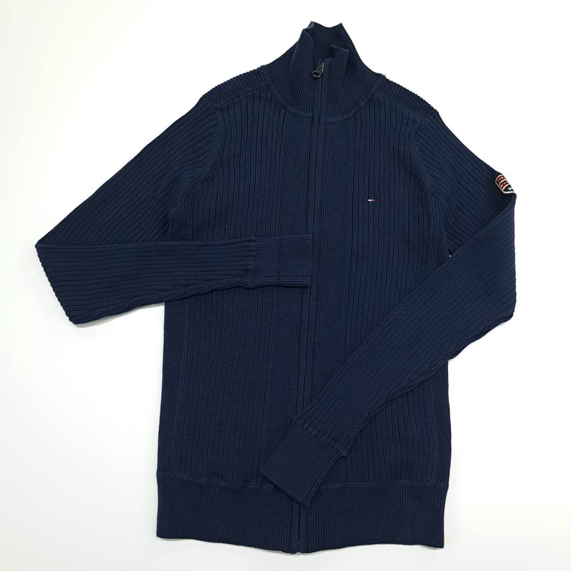 CN949 M 타미힐피거 데님 다크네이비 풀집업 니트 스웨터 상품이미지2
