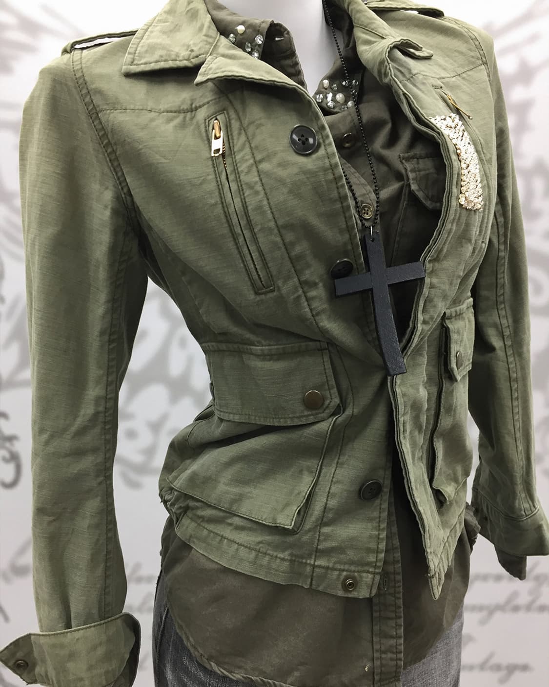 Khaki cubic point jacket 상품이미지3