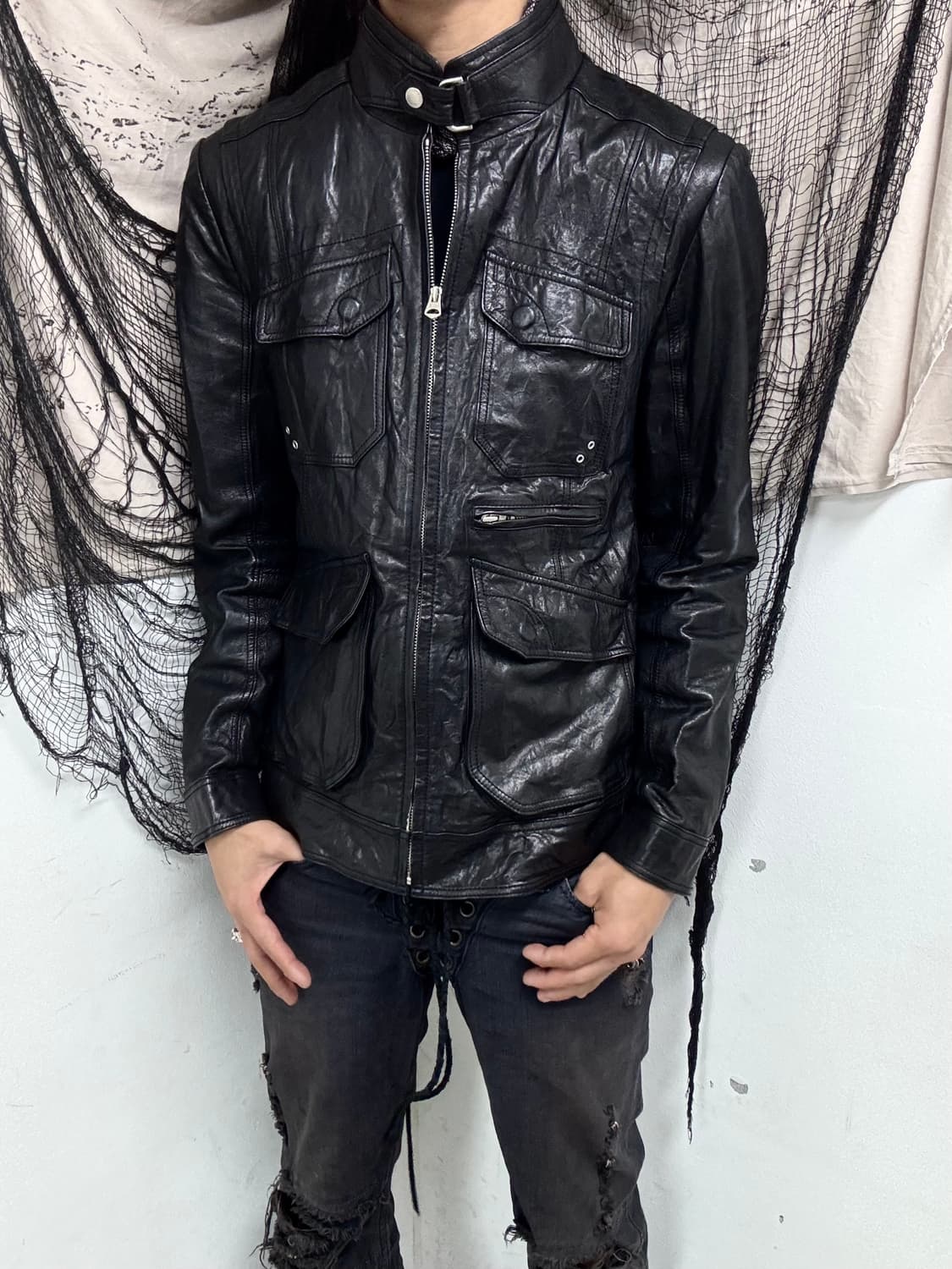 Multi Pocket Sheep Leather Neck Button J 상품이미지2