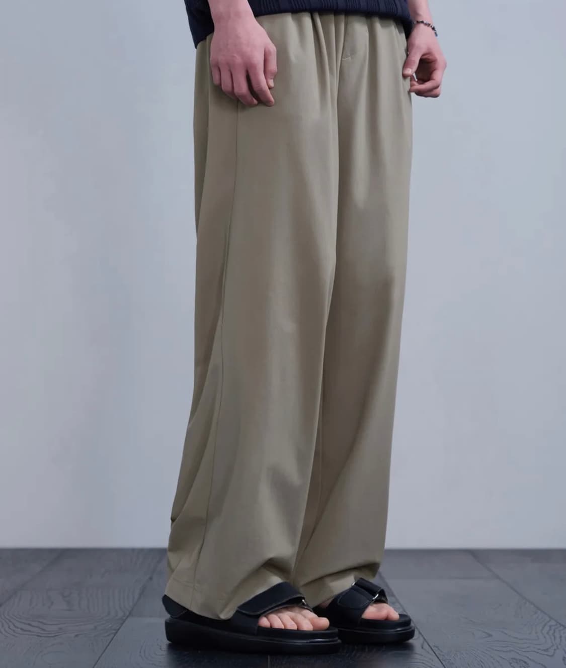 [새상품]패션플래닛x드로우핏 쿨링 릴렉스드 와이드 밴딩 팬츠 배이지 M 상품이미지1