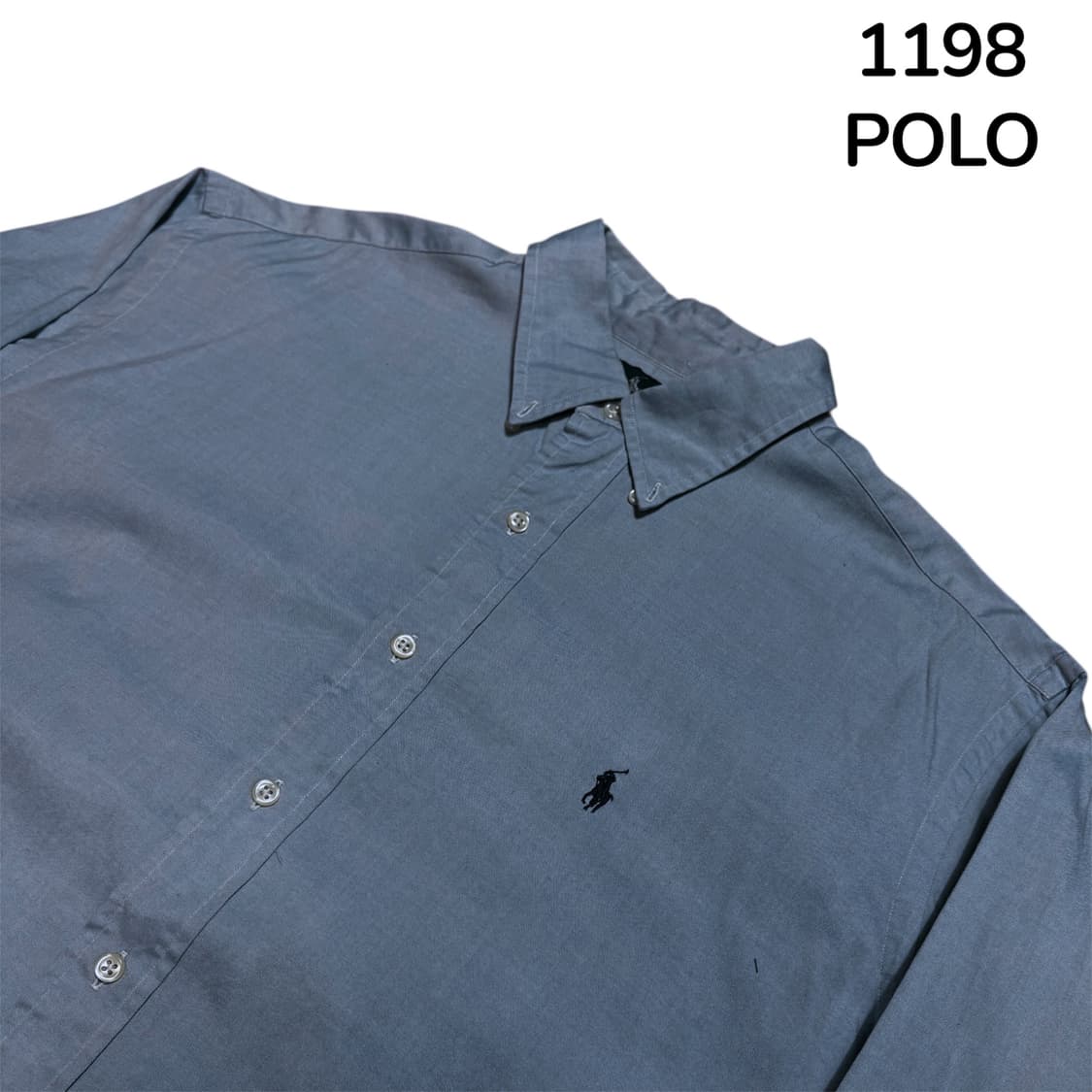 폴로 단색 솔리드 블루 셔츠 34/35 상품이미지4