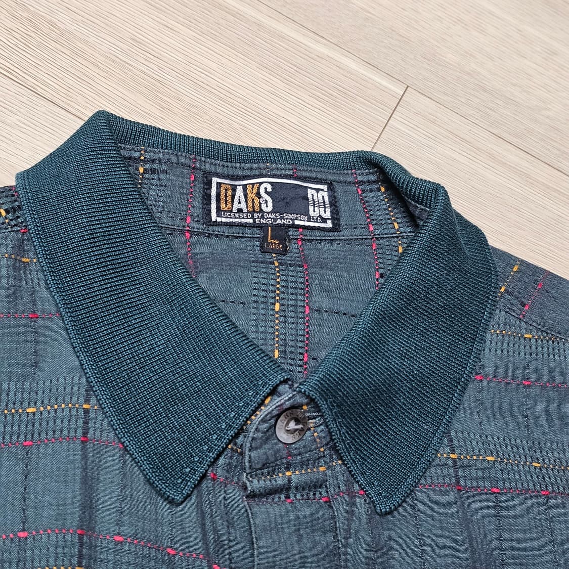 L 100 ) 닥스 패턴 긴팔 폴로 자수 셔츠 일본 빈티지 남자 상품이미지2