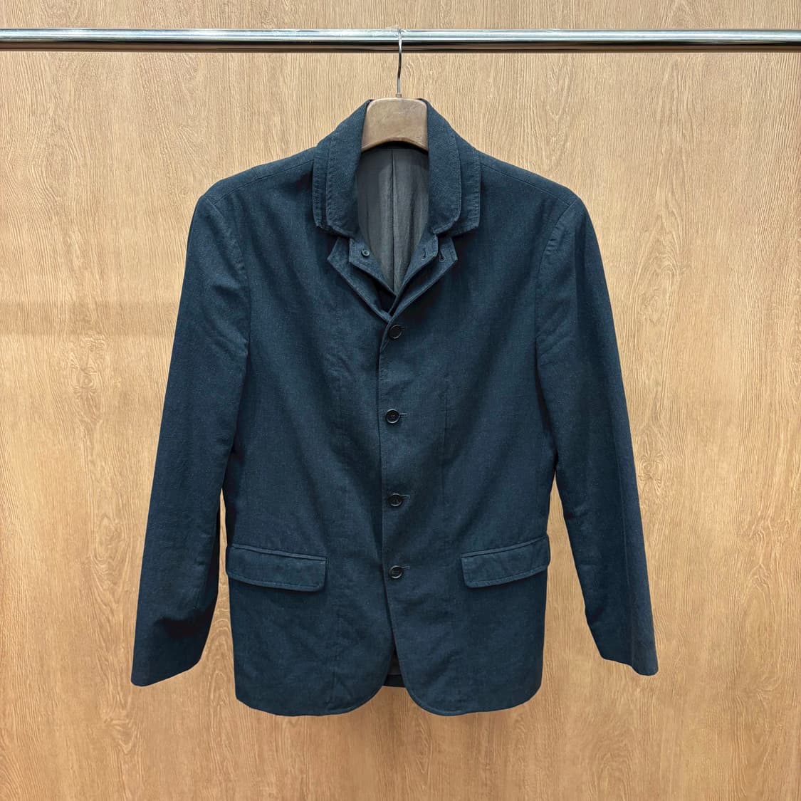 올세인츠 코튼 테일러드 자켓 레이어드 카라 버튼업 디테일 차콜 그레이 상품이미지2