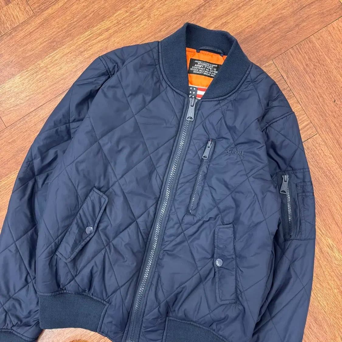 L SCHOTT 쇼트 퀼팅 MA-1 블루종 자켓  상품이미지2