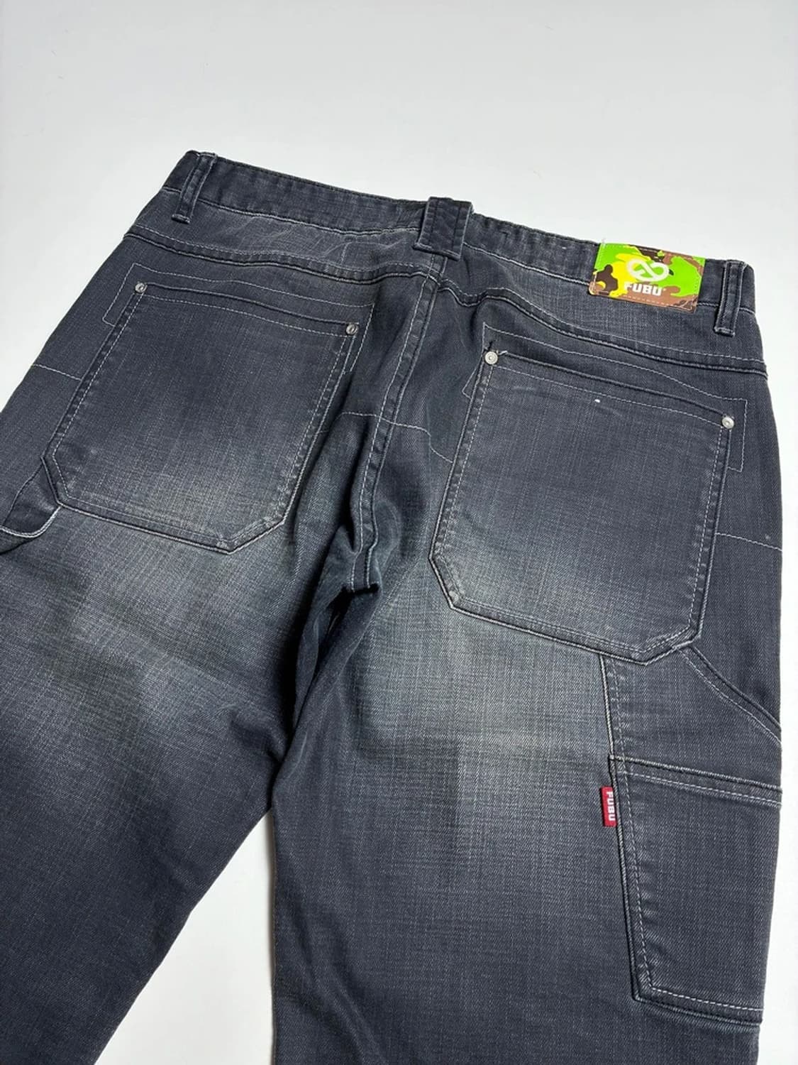 푸부 FUBU 12SS 흑청 워싱 7부 카펜터 데님 반바지 R1376 상품이미지5