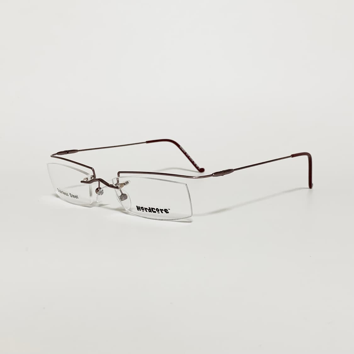 840 브라운 데드스탁 남녀공용 무테 직사각 스테인리스 프레임 빈티지안경 상품이미지2