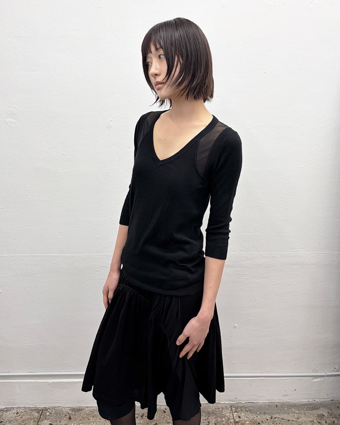 아르마니 익스체인지 메쉬 패널 니트 탑 상품이미지3