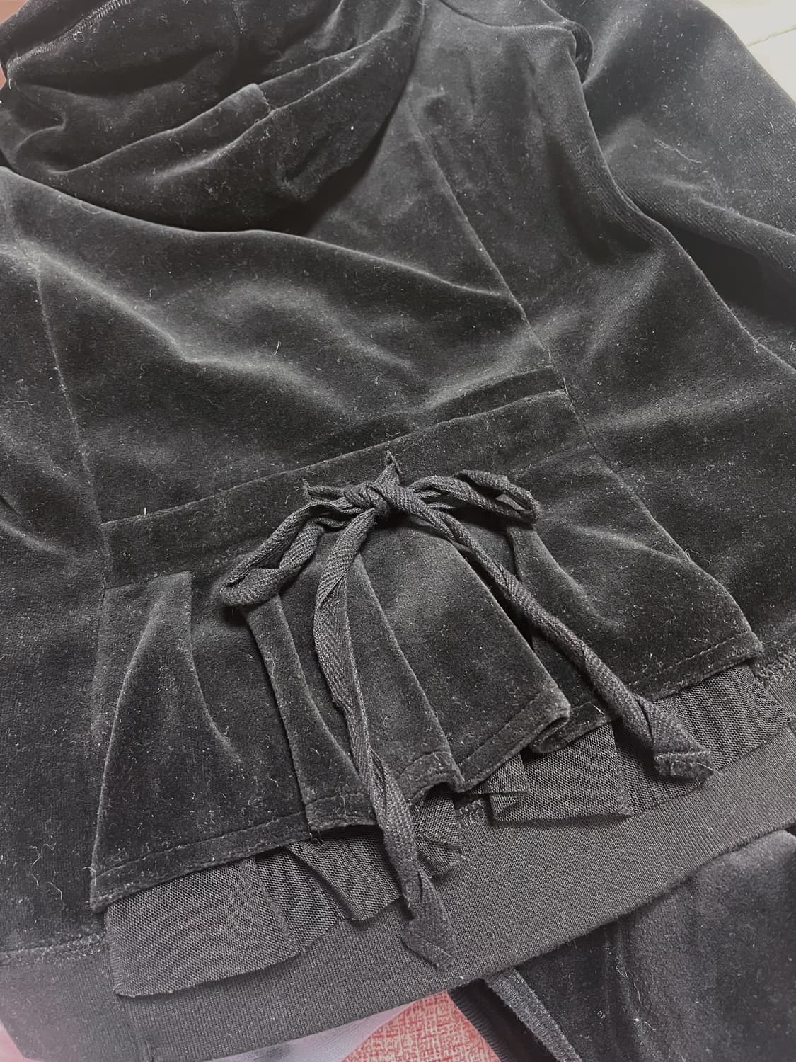 y2k 오네갸루 벨벳 후드집업(뒷면 리본, 프릴 제일 예쁨) 상품이미지4