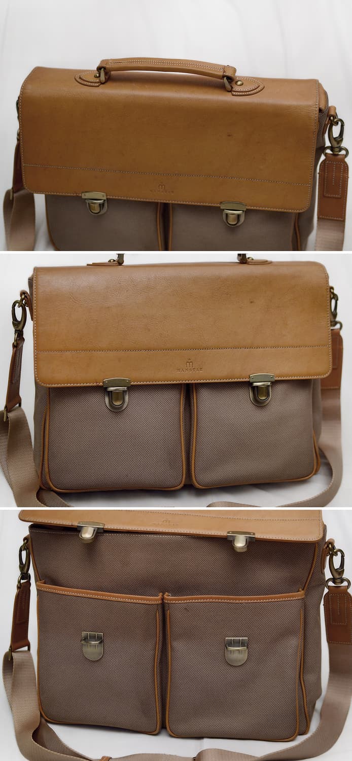 코오롱 맨스타 컬렉션 라인 캔버스 레더 플랩 메신저백 상품이미지4