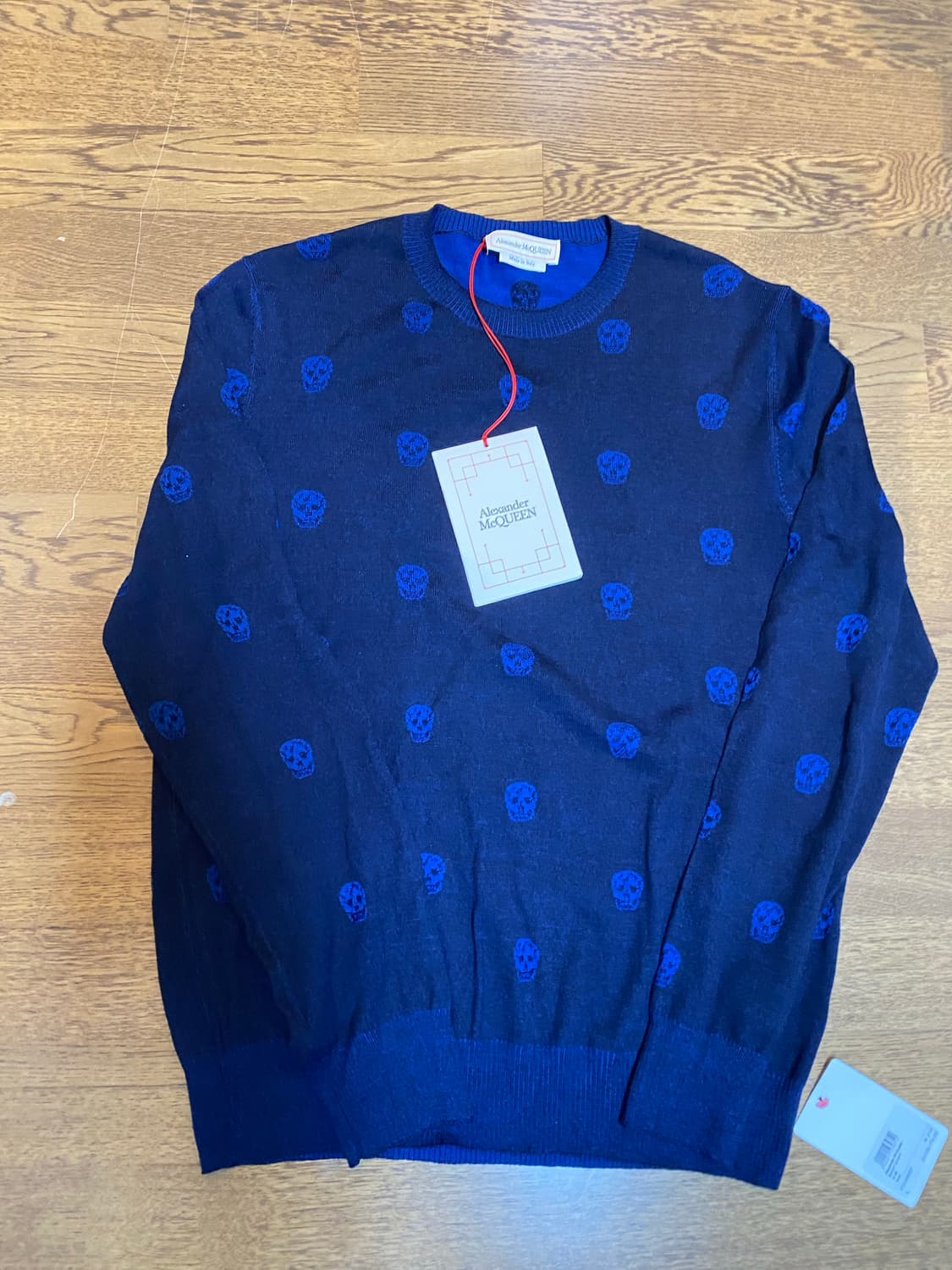 알렉산더맥퀸 스컬 자수 울 니트 L 블루 새상품 상품이미지1
