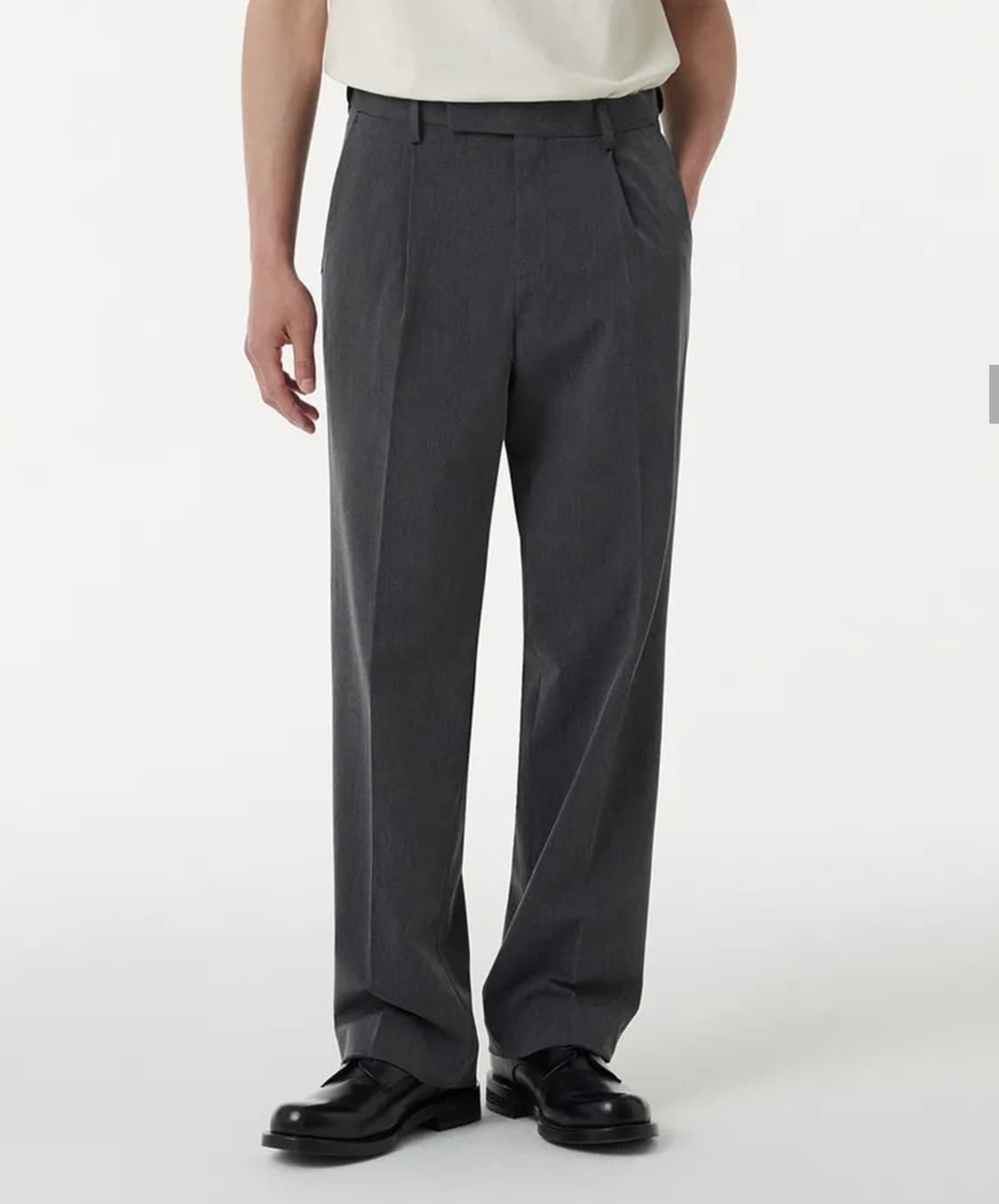 무신사스탠다드 와이드 히든밴딩 슬랙스 미디엄그레이 (31) 상품이미지1