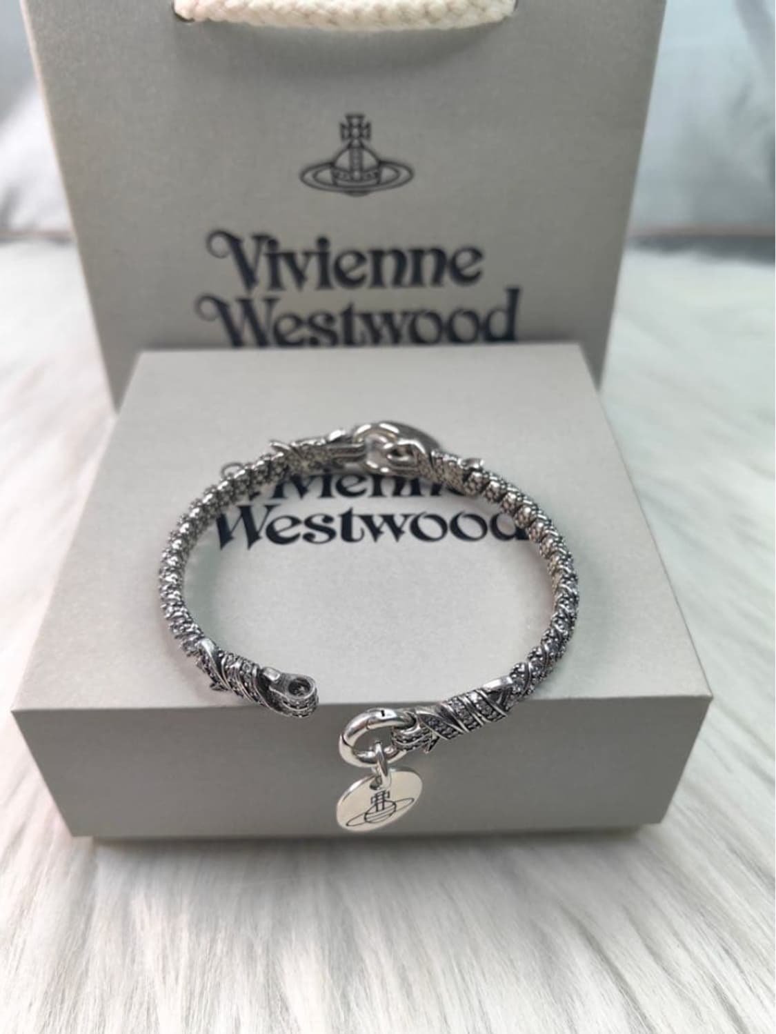 비비안웨스트우드 아카이브 크리스탈 체인 orb 각인 브레이슬릿 팔찌 상품이미지3
