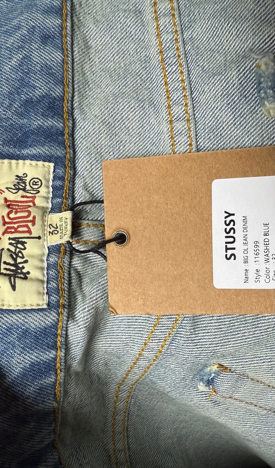 스투시 데님 빅 올 진 워시드 블루 32사이즈  상품이미지3