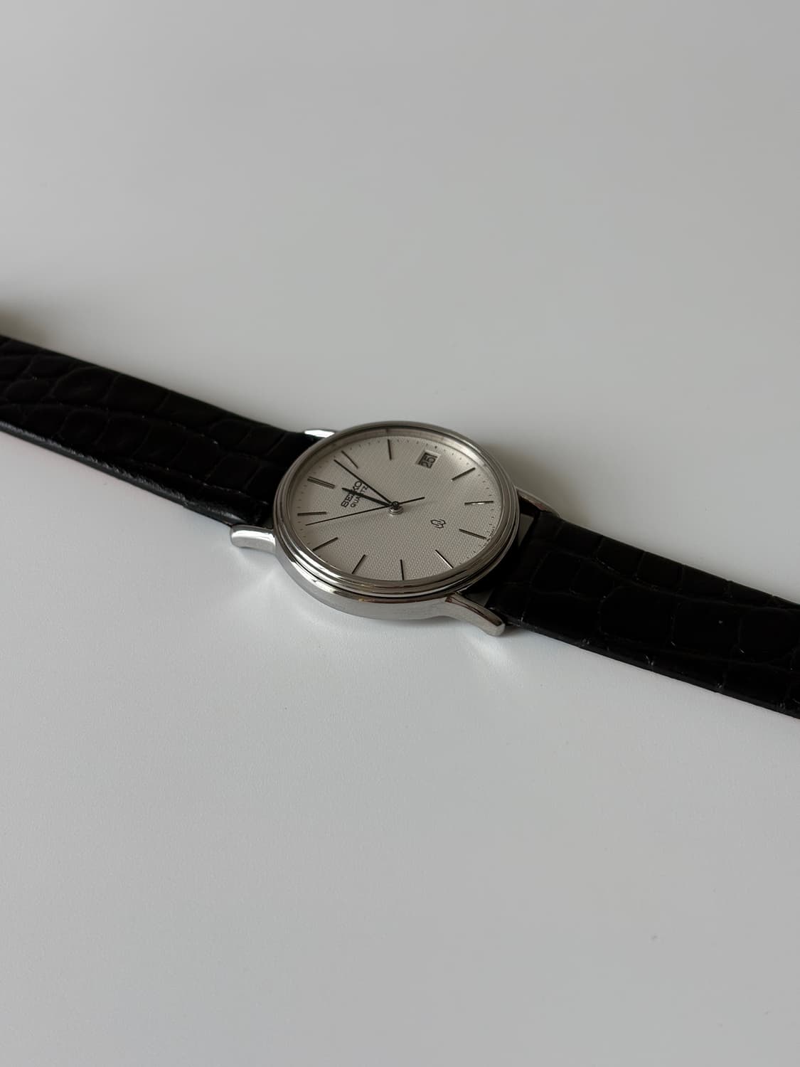 1980년대 Chariot 텍스쳐 다이얼 실버 쿼츠 남성  상품이미지5