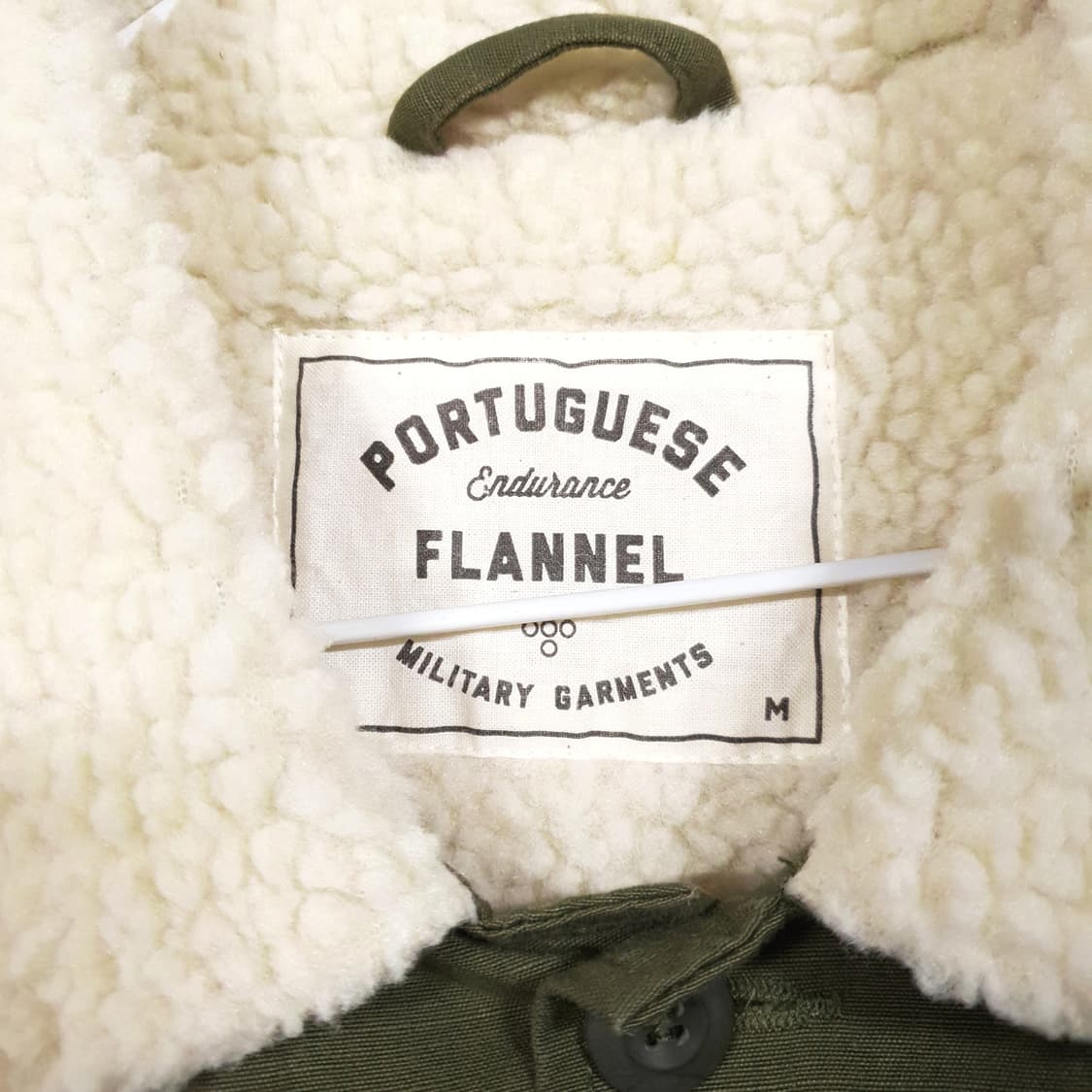 실측 L) 포르투기스 플란넬 쉐르파 포켓 아미 워크 자켓 올리브 립스탑 상품이미지3