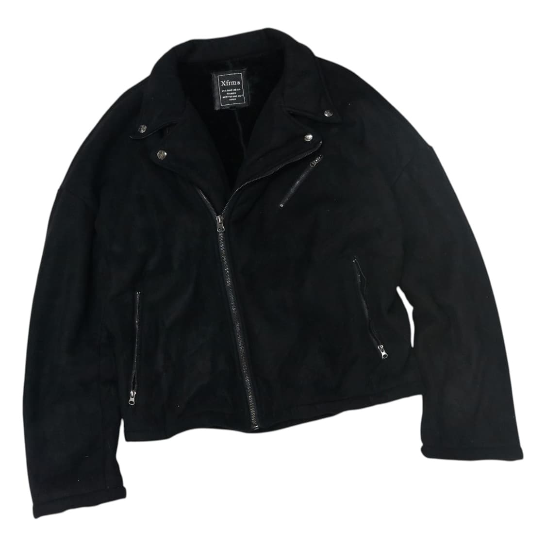 Xfrm 엑스폼 블랙 스웨이드 쉐르파 안감 라이더 자켓 (M) 상품이미지1