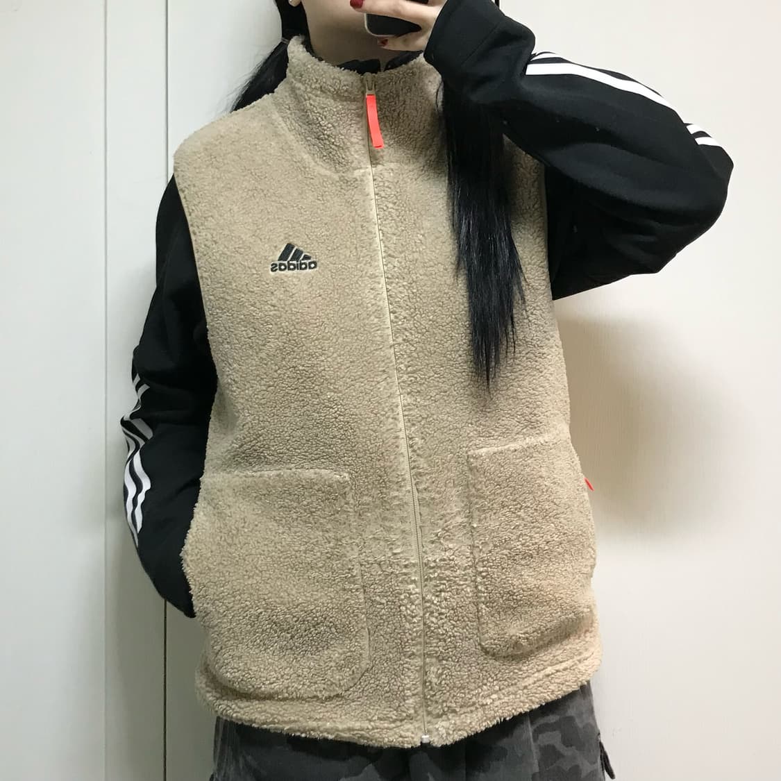 아디다스 조끼 플리스 뽀글이 L 상품이미지1