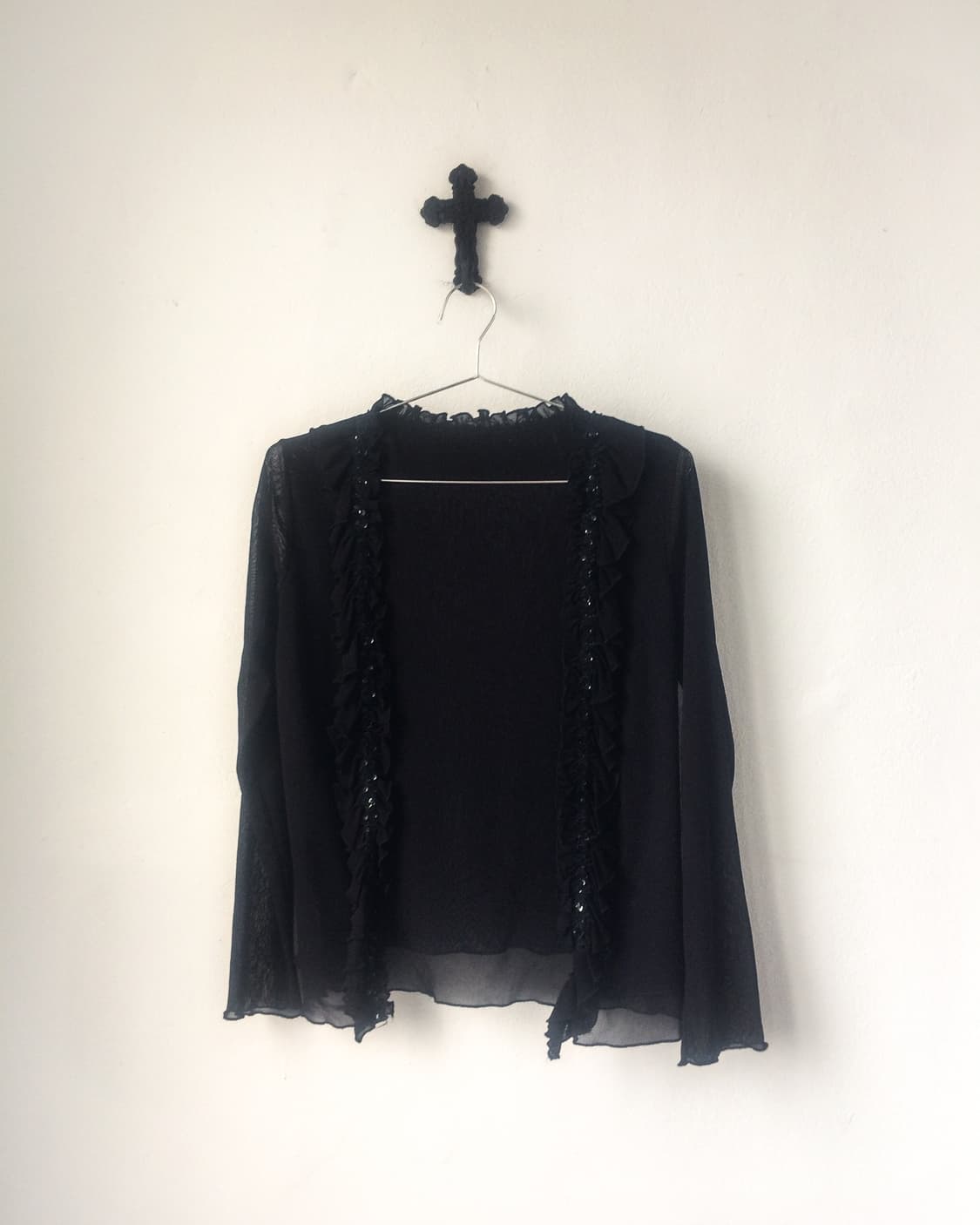 Flower trimming point open cardigan 상품이미지1