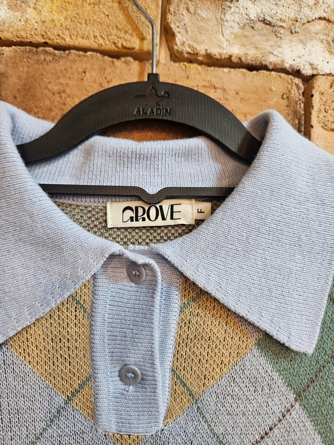 그로브 아가일 체크 니트 상품이미지3