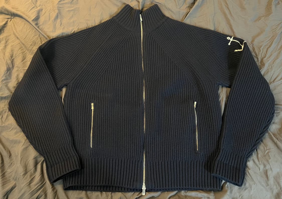 [M]건지울른스 피셔맨 울 투웨이 집업 스웨터(네이비) 상품이미지1