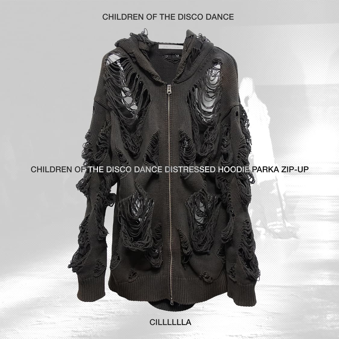 [3,L] 칠드런오브더디스코댄스 디스트레스드 후디 파카 집업 상품이미지1