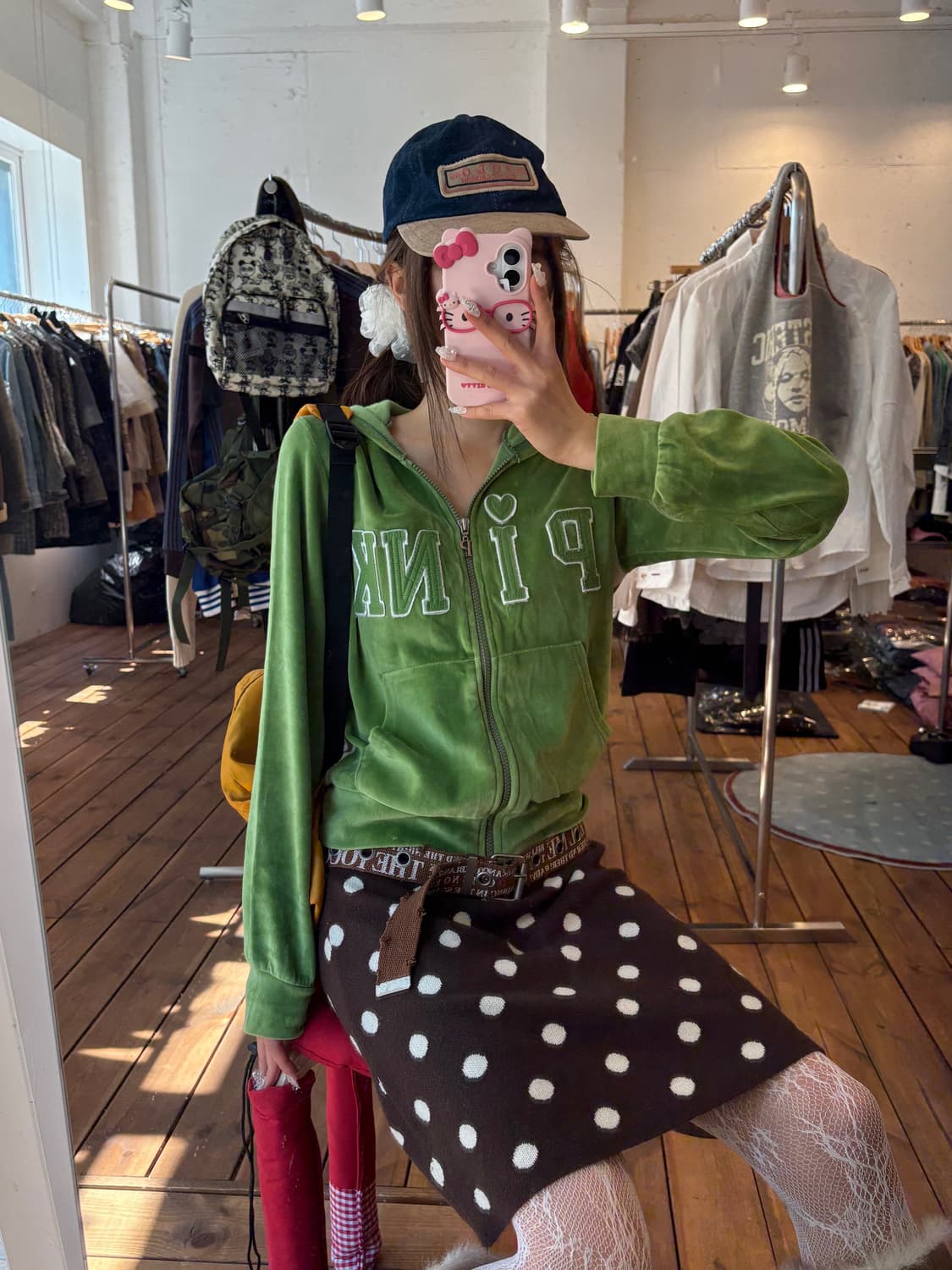 핑크 멜론 벨벳 후드집업 상품이미지1