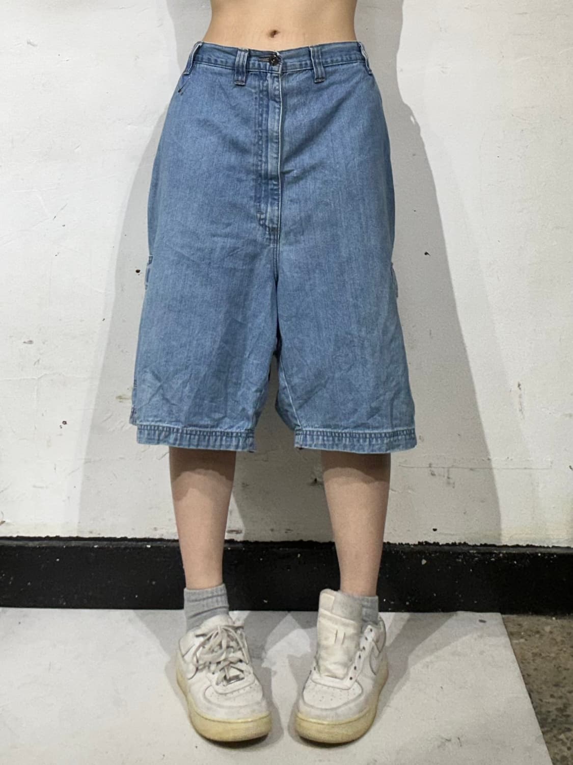 빈티지 연청 데님 카고 반바지 버뮤다 팬츠 상품이미지2