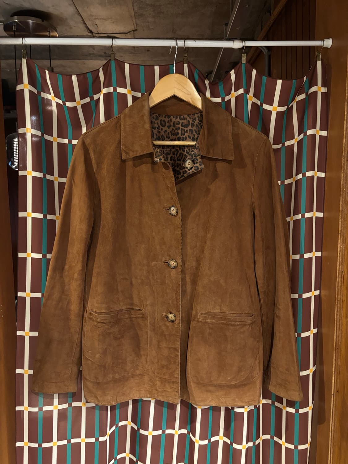 브라운 양면 스웨이드 가죽 레오파드 자켓 상품이미지1