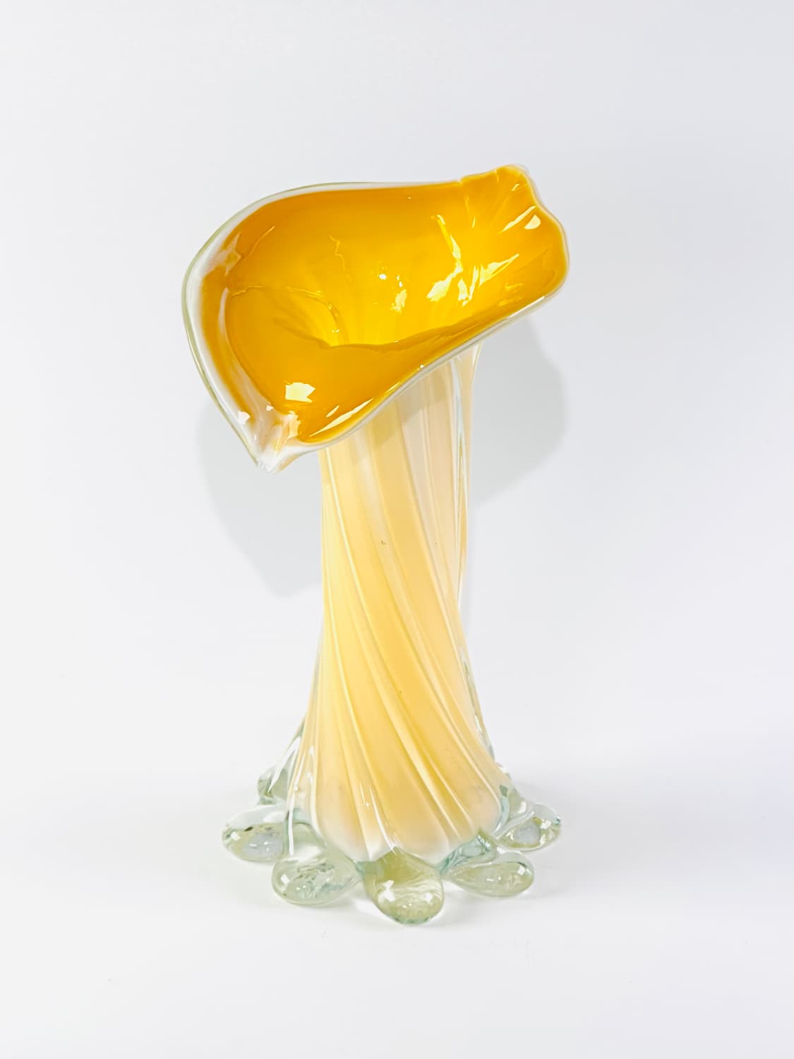 유럽 빈티지 아트글라스 옐로우 칼라 릴리 화병 상품이미지1