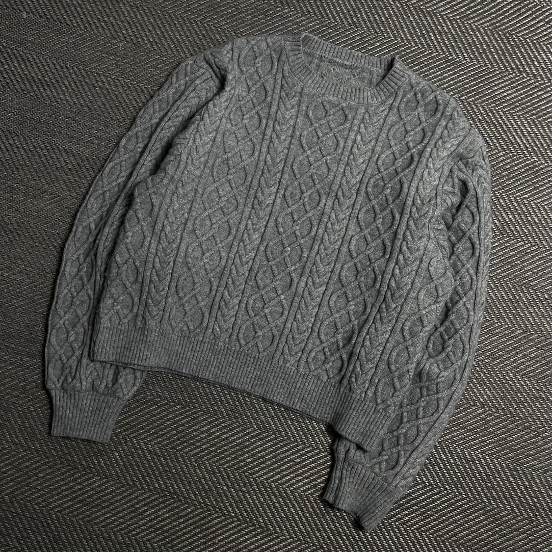 빈티지 케이블 꽈베기 그레이 긴팔 박시핏 라운드 니트y 5323 상품이미지1