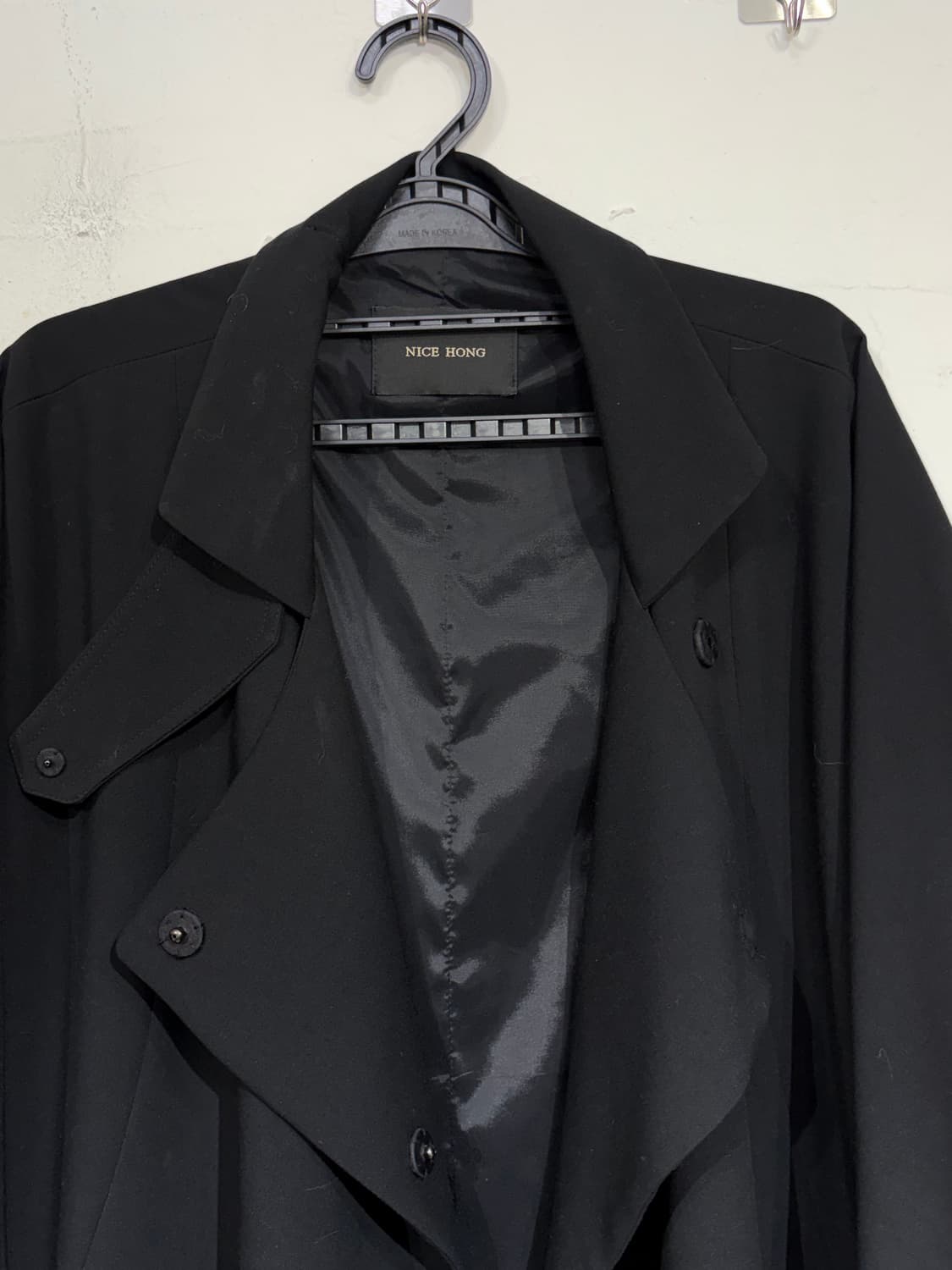 빈티지 비대칭 드레이핑 하이넥 블랙 아방가르드 코트  상품이미지10