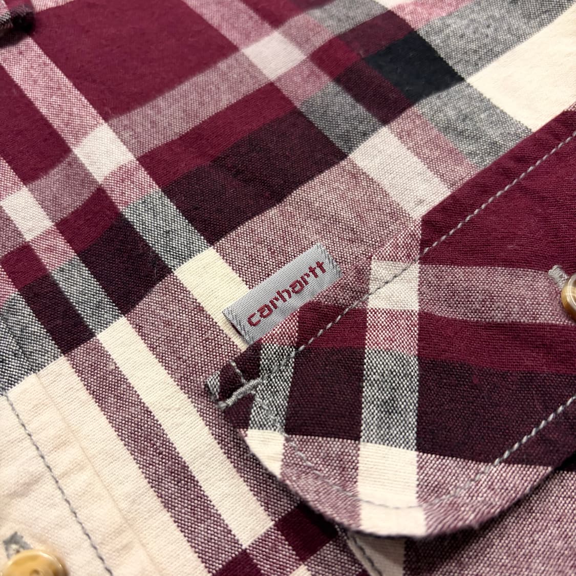 [S] 칼하트 플란넬 체크 셔츠 버건디 C187 상품이미지4