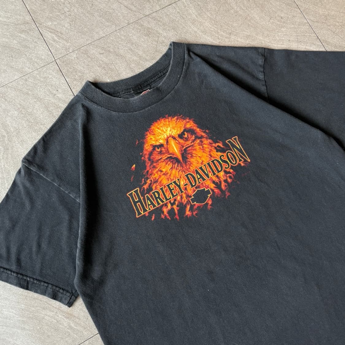 00년 미국 생산 할리데이비슨 플레임 이글 반팔 티셔츠 상품이미지2