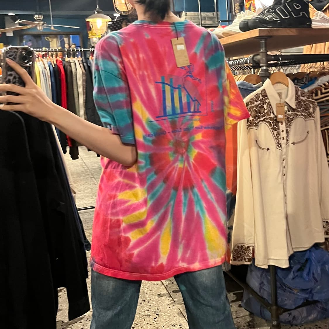 Fruit of the loom vintage 레드 제플린 타이다이 반팔 상품이미지4