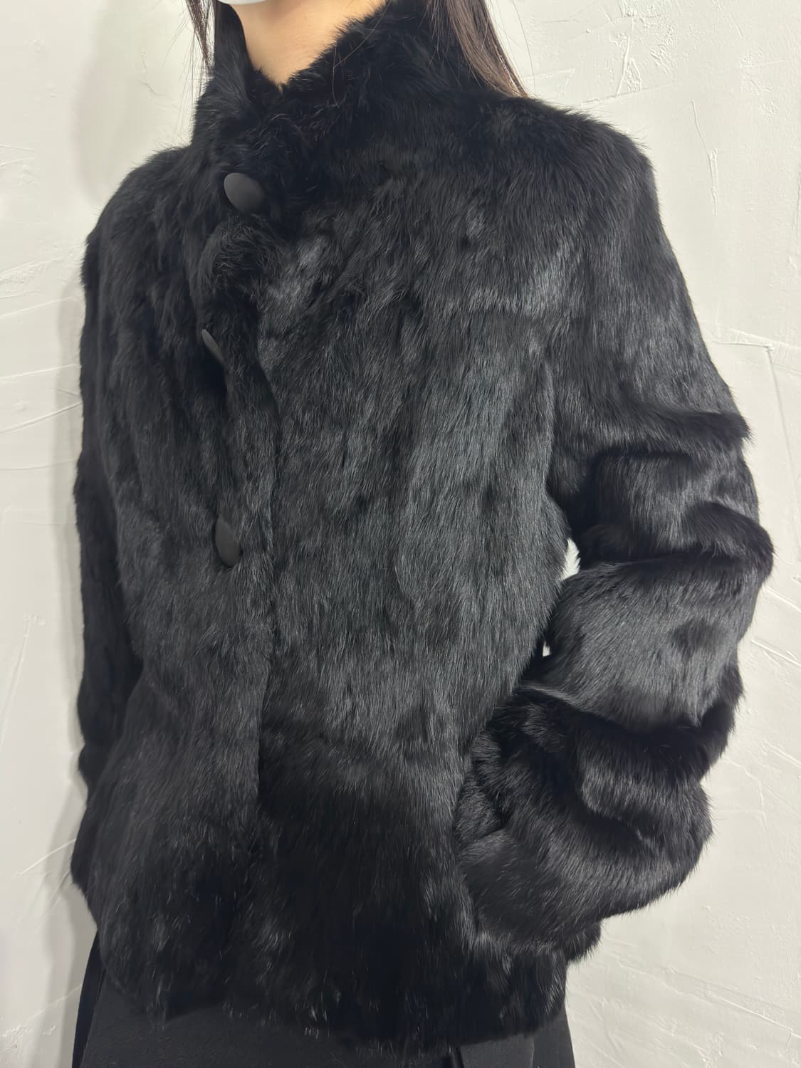 black rabbit fur button jacket 상품이미지4