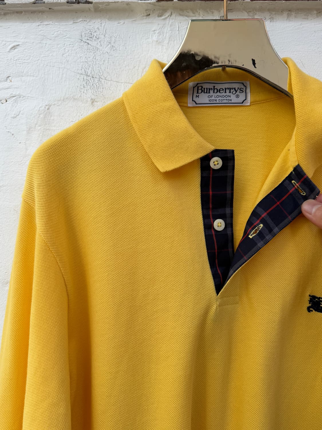Burberrys 버버리 빈티지 옐로우 긴팔 폴로셔츠 M 상품이미지4