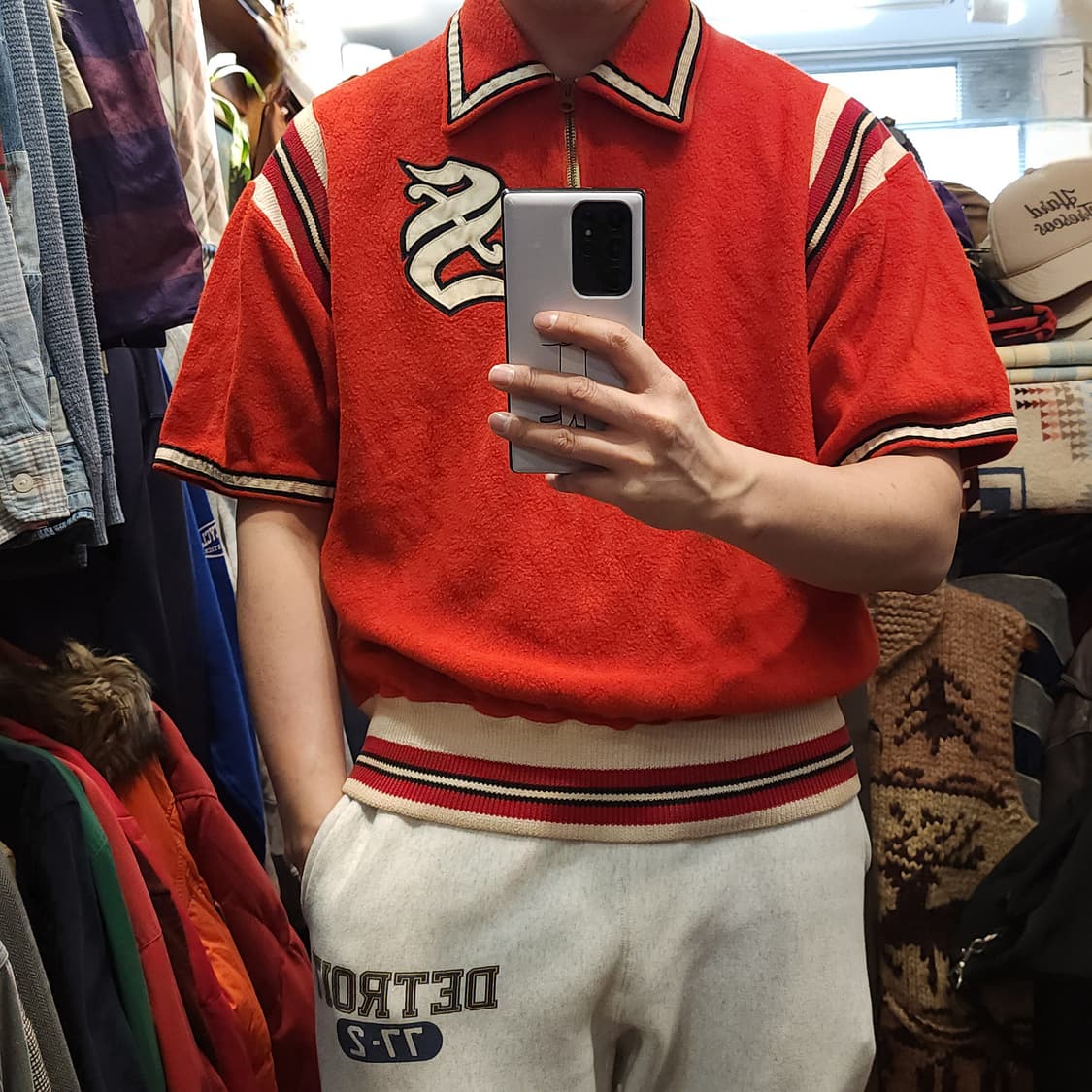 60s 빈티지 스웻셔츠 테리원단 니트 카라티 빈티지 티셔츠 L 상품이미지10