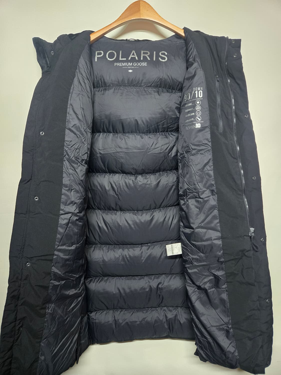 탑텐 폴라리스 프리미엄 구스 롱패딩 블랙 여 90 상품이미지3