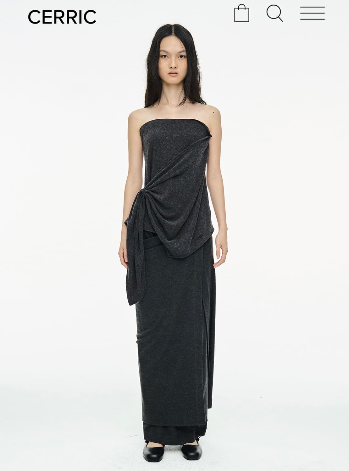 세릭 드레이프 롱스커트 차콜 1 상품이미지1