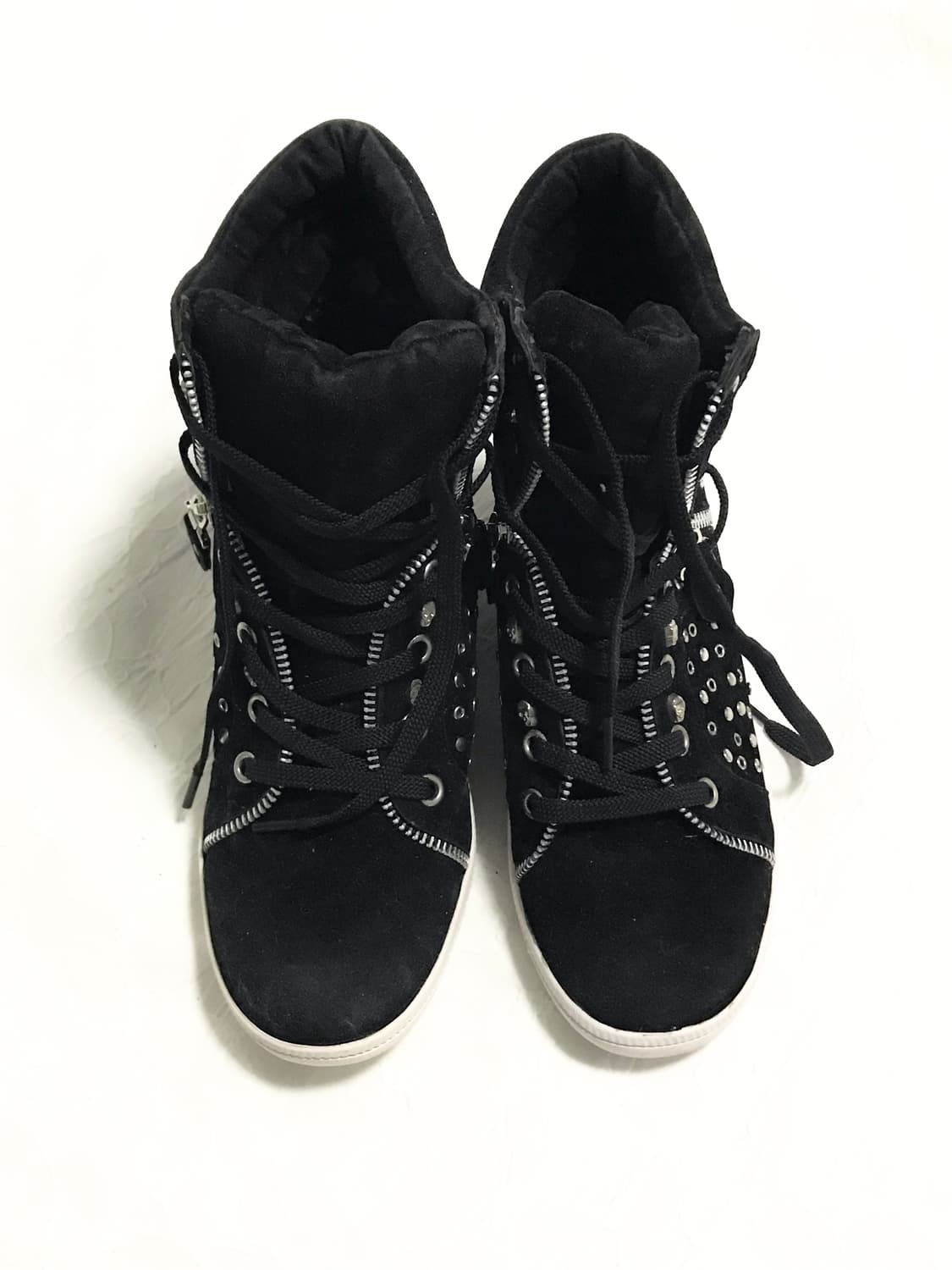 빈티지 00s 펑크 스터드 지퍼 디테일 웨지힐 스니커즈 240 상품이미지2