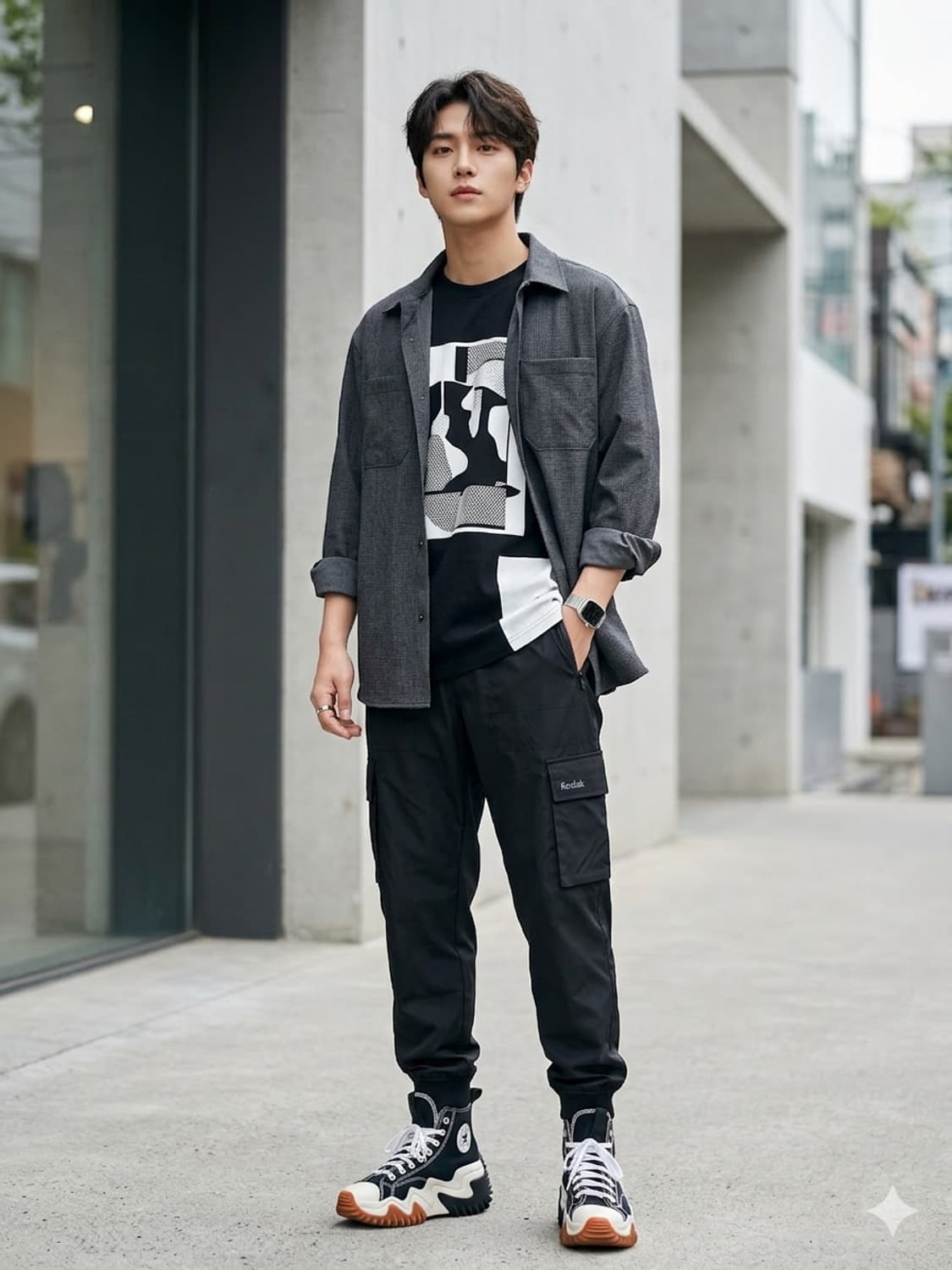 코닥 (KODAK) 블랙 우븐 카고 조거 팬츠 상품이미지1